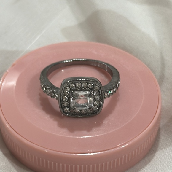 White Square Zircon Black Gold Bridal Ring Jewelry Gift Size 10 - Picture 2 of 9